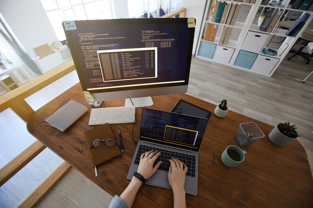 IT Developer at Workplace Above View